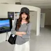Camiseta Henley de Manga Longa Listrada para Mulheres, Camisa Básica Lyocell Slim Fit Outono 2026, Top Feminino