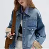 Chaqueta de Mezclilla para Mujer 2026 Otoño Nuevo Estilo Petite Holgada Adelgazante Diseño Patchwork Top
