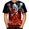 Camiseta Clásica de Película Emocionante Estampado Digital 3D Moda Casual Americana Póster de Película de Terror