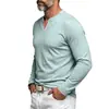 Camiseta masculina de tricô canelado jacquard transfronteiriça com gola henley e manga longa, tamanho europeu, estilo americano, camisa base casual texturizada para outono e inverno