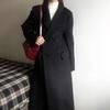 Nuevo Estilo de Abrigo de Lana Otoño e Invierno 2026 para Mujeres Pequeñas, Abrigo de Lana Negro de Longitud Media Estilo Hepburn para Mujeres