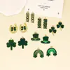 Série de Feriados Irlandeses DIY Desenho Animado Joias com Gotejamento de Óleo Acessórios Pingente Único Trevo Verde Pulseira Pingente Pingente