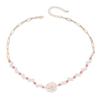 Collar de conchas de estilo transfronterizo para mujer, cadena de clavícula con perla de piedra volcánica, diseño de nicho con sentido de combinación.