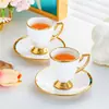 Taza de Café de Cerámica con Borde Dorado Estilo Americano con Platillo, Taza de Té de Lujo Estilo Europeo Estilo Británico, Juego de Tazas de Té Pequeñas de Lujo Elegantes de Clase Comercial