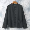 Camisa de Lino de Manga Larga para Hombre Tang Estilo Chino Casual de Verano para Hombres de Mediana Edad y Mayores Delgada Transpirable Tallas Grandes