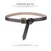 Cinturón para Mujer Simple Versátil Moda Dos Capas Piel de Vaca Pura Negro Cinturón de Cuero Genuino Cinturón Nudoso Estudiante Decorativo Mujer
