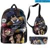 Mochila Escolar 3D Blue Prison 2Bluelock Estojo Pasta Mochila Escolar de Três Peças