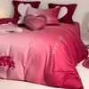Nuevo Juego de Cuatro Piezas de Algodón Bordado Estilo Chino de Alta Gama para Boda, Sábana Roja Brillante, Funda de Edredón de Algodón Puro, Ropa de Cama para Boda