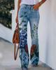 BD 02 260g twill mujer estampado imitación jeans AliExpress ebay Europeo y Americano Comercio exterior pantalones casuales delgados