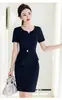 Tienda de Joyería Club Salón de Belleza Moda Ajuste Delgado Ropa de Trabajo Falso de Dos Piezas Verano Nuevo Manga Corta Vestido Profesional para Mujer