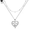 Knn-846D Venta Caliente Transfronteriza Collar de Doble Capa con Forma de Corazón para Mamá para Mujer con Acabado de Alta Gama y Colgante de Joyería para Mamá Incrustado con Diamantes