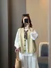 Zedaijiai 2026 Nova Jaqueta Colete Versátil Redonda Vintage Estilo Hong Kong em Couro PU Solta em Camadas para Mulheres