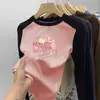 Capa base cálida de forro polar para niños medianos y grandes 2026 Otoño/Invierno Nueva camiseta de manga larga raglán para niñas, top interior hipoalergénico