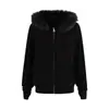 Sudadera con capucha estilo americano desmontable con cuello de pelo para mujer, diseño de invierno, cintura ajustada, top corto de terciopelo