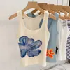 Camisola Feminina Estilo Americano Spicy Girl, Top de Verão Tie-Dye com Estampa Floral, Decote U, Sem Mangas, com Costas Bonitas