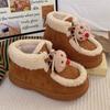 Calzado de Exterior Galleta de Nariz Roja Cálidas Botas de Nieve para Mujer Invierno Nuevo Cordón Bisel Zapatos de Algodón del Noreste Ins