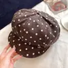 Sombrero Octogonal Retro Estilo Coreano de Puntos con Ala Suave para Mujer Otoño Literario Versátil Boina Moda para Adelgazar la Cara Gorra de Pintor