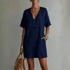 2026 Estación Independiente Transfronteriza de Verano Europea y Americana Amazon Nueva Ropa de Mujer Vestido Casual Cómodo con Bolsillo de Botones Mujer