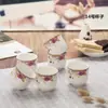 Taza de Cerámica Taza de Café con Asa Taza de Té Kung Fu Porcelana de Hueso Resistente al Calor Taza para Beber Casera Taza de Té con Flores Taza de Leche Taza Creativa