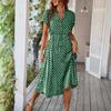 Di Yun 2026 Primavera/Verano Transfronterizo Estilo Europeo y Americano Casual Vacaciones Estampado de Lunares Cintura Alta Vestido con Lazo Moda para Mujer