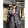 Outono 2023 moda de rua masculina ins terno Pu estiloso jaqueta de terno casual masculina oversizedF107