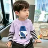 Camiseta de manga larga para niño, nuevo modelo otoño 2026, playera básica de algodón puro para niños, top estiloso para niños, dos piezas para primavera y otoño