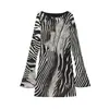Superventas Transfronterizo de AliExpress 2026 Primavera Nuevo Vestido de Moda Único con Estampado de Zebra, Mangas de Campana, Corte Ajustado