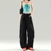 Calça cargo casual de trabalho de corte solto, nicho de início de outono, alta, modeladora, nova, leve, perna larga, secagem rápida, para mulheres