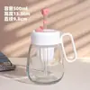 Vaso de verano de vidrio muy atractivo con asa, vaso con separación de té y agua, pajilla, a prueba de fugas y sellado, adecuado para preparar té de flores