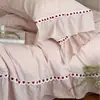 Juego de Cuatro Piezas de Algodón y Lino con Volantes Corazón Francés Clase A Estilo Ins Coreano Disponible en las Cuatro Estaciones Transpirable Ropa de Cama para Habitación Femenina