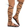 Sandalias planas europeas y americanas AliExpress Amazon 2024 de tiras cruzadas para mujer, talla grande, sandalias planas de playa vacías