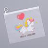 Lindo Unicornio Dibujo Animado Bolsa de Almacenamiento de Archivos Simple Anillo Bolsa con Cremallera Estudiante Transparente Almacenamiento de Mascarillas Bolsa de Archivos