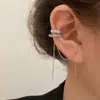 Brinco Ear Cuff com Franja Longa, Luxo Acessível Design de Nicho, Zircônia Elegante em Forma de C, Brincos de Alta Qualidade, Brincos Personalizados Estilo Cool