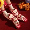 Pantuflas de Algodón con Forma de Manzana de Dibujos Animados para Mujer, Calientes de Invierno para el Hogar, Pantuflas Rellenas, Se Pueden Usar Afuera, Antideslizantes, Pantuflas de Felpa Plus