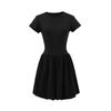 Vestido Patchwork para Mujer Verano 2025 Estilo Chica Dulce Ajustado a la Cintura Hombro Normal Cuello Redondo Floral Manga Corta Vestido de Línea A