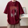 Camiseta Pesada de 220g para Hombre y Mujer de Manga Corta Verano Marca de Moda Americana Retro High Street Algodón Puro Tops de Media Manga para Chicos Modernos
