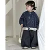Nova jaqueta de renda com retalhos florais fofos estilo coreano com gola alta para meninas, roupas infantis, cardigã vintage de desenho animado estilo floresta