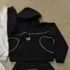 Moda Calle Alta Estampado de Letras Personalizado Hip-Hop Retro Simple Y2K Invierno Sudadera con Capucha y Pantalones Deportivos
