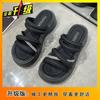 Sandálias Femininas Moda Verão 2025 Novas Tendência Plataforma Espessa Aumento de Altura Slip-On Duas Vias Doce Leve Solado Macio Antiderrapante