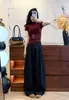 Nuevos pantalones casuales de otoño de un solo botón, cintura alta, adelgazantes, color liso, versátiles para el uso diario, elegantes pantalones de pierna ancha