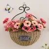 Colgante de Pared Pastoral Cesta de Flores de Hierba Tejida Maceta Colgante Decoración de Pared para el Hogar Contenedor de Flores para Flores Flores Secas Cesta Tejida