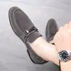 Zapatos de Piel para Hombre con Hebilla de Caballo, Mocasines de Gamuza, Mocasines Británicos sin Cordones, Modelo Nuevo de Moda 2021