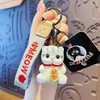 Estilo original de escultura em madeira desejo Meow chaveiro desenho animado gatinho da sorte casal mochila pingente de resina pequeno presente atacado
