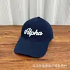 Gorra de Béisbol Bordada con Letra Alfa Estilo Coreano, Gorra de Pico Versátil Unisex para Parejas, Sombrero Suave para Adelgazar la Cara