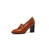 Zapatos de mujer de charol de corte bajo talla grande tacón alto 32-50 tacón grueso de una sola capa T720