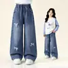 Tutu Elefante Ropa Infantil Jeans para Niñas 2026 Otoño Nuevas Llegadas Ropa de Otoño para Niños Pantalones de Pierna Ancha Recta Pantalones Largos con Estilo