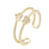 Anillo ajustable con forma de estrella de cinco puntas y microincrustaciones de cobre para mujer, estilo moderno y elegante