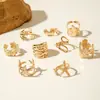 Joyería Transfronteriza Europea y Americana, Anillos de Perlas con Diseño Brillante Apilables, Conjunto de Anillos Abiertos de Línea Hueca de Nicho