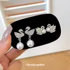 Pendientes elegantes de cisne con perlas y diamantes estilo francés, sensación de lujo ligero y alta gama, diseño moderno y exquisito, pendientes versátiles