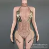 Body Elegante com Lantejoulas e Contas Costas com Zíper Decotado para Festa Body Sexy com Franjas para Mulheres Roupa de Performance